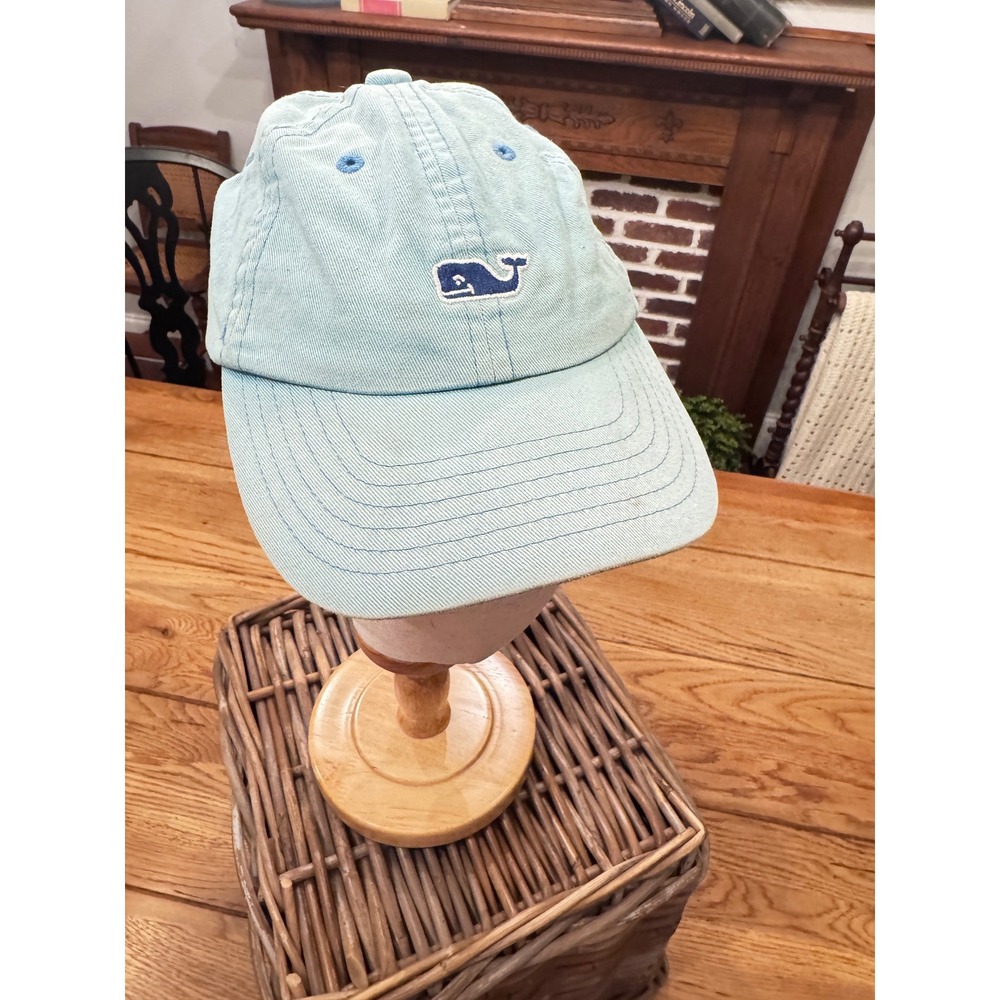 Vineyard Vines Mens Light Blue Whale Logo Adjustable Baseball Cap Dad Hat